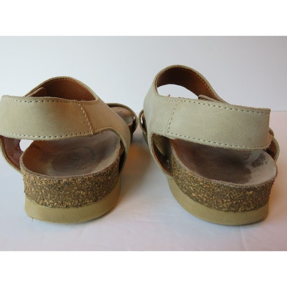 Taos Sandal Tan Nubuck Cork Sz 9-9.5/40 #5246 Flat Ankle 2 Strap Slingback - Picture 10 of 10